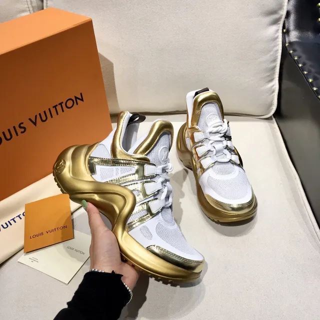 Louis Vuitton Run Away White and Gold Chunky Sneakers 4