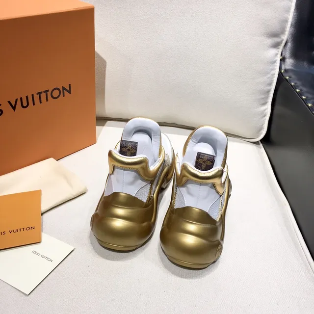 Louis Vuitton Run Away White and Gold Chunky Sneakers 5