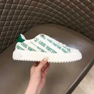 Louis Vuitton Run Away White and Green Logo Print Lifestyle Sneakers