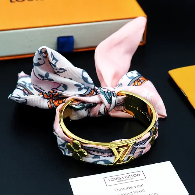 Louis Vuitton Scarf-Integrated Gold-Tone Bangle Bracelet 6