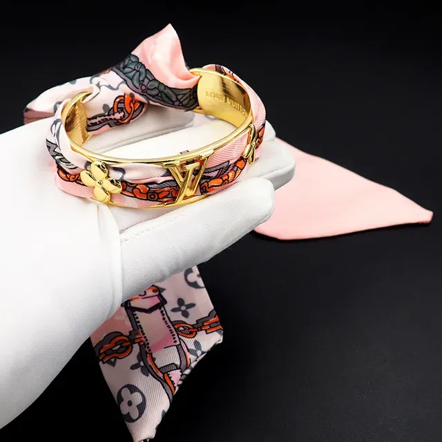 Louis Vuitton Scarf-Integrated Gold-Tone Bangle Bracelet 10