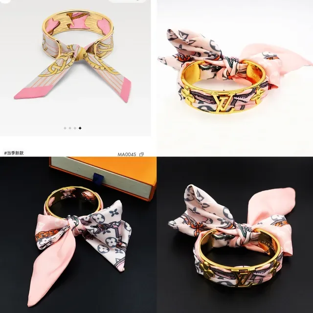 Louis Vuitton Scarf-Integrated Gold-Tone Bangle Bracelet 11