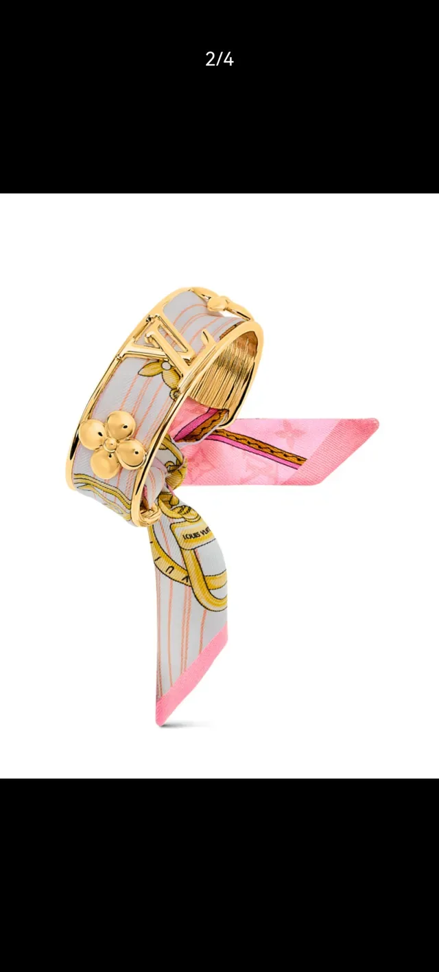 Louis Vuitton Scarf-Integrated Gold-Tone Bangle Bracelet 12
