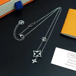 Louis Vuitton Silver Chain Monogram Circle Charms Necklace