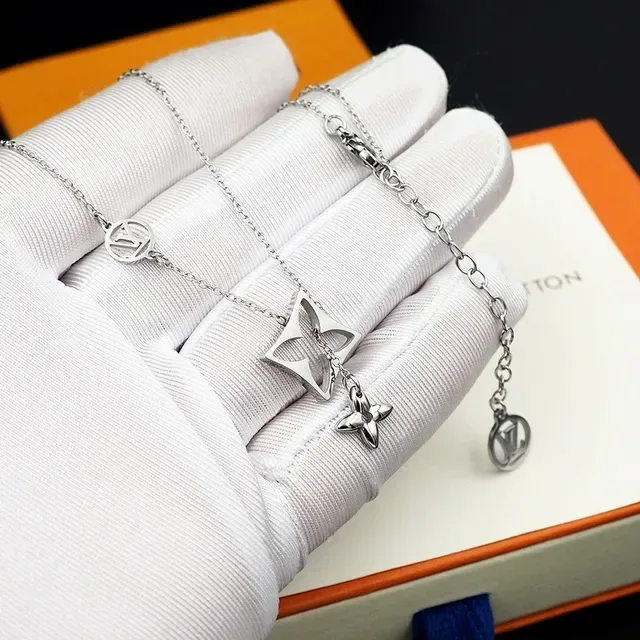 Louis Vuitton Silver Chain Monogram Circle Charms Necklace 5
