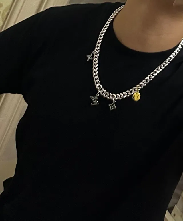Louis Vuitton Silver Gold Curb-Link Chain Multi-Charm Pendant Necklace 8