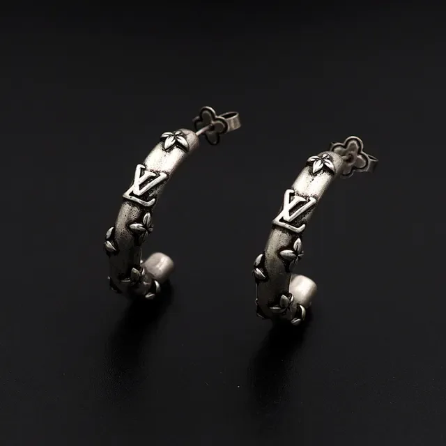 Louis Vuitton Silver Hoop Monogrammed Earrings 7
