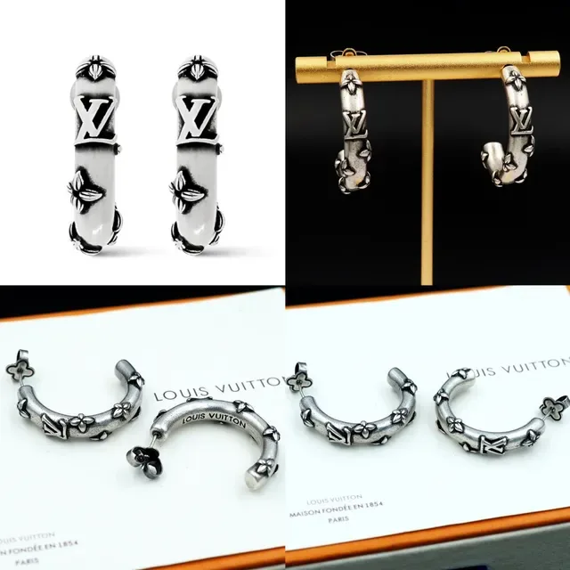 Louis Vuitton Silver Hoop Monogrammed Earrings 8