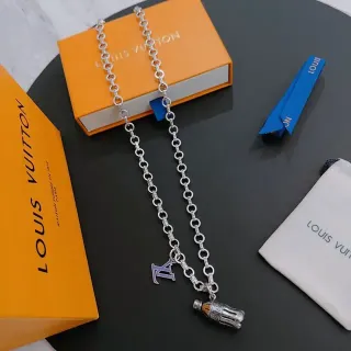 Louis Vuitton Silver Purple Chain Diamond-Accented Links Necklace