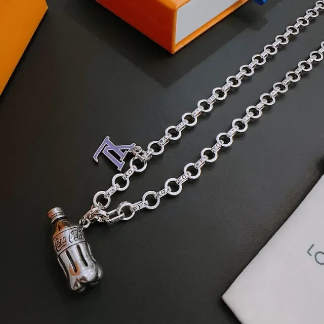 Louis Vuitton Silver Purple Chain Diamond-Accented Links Necklace 3