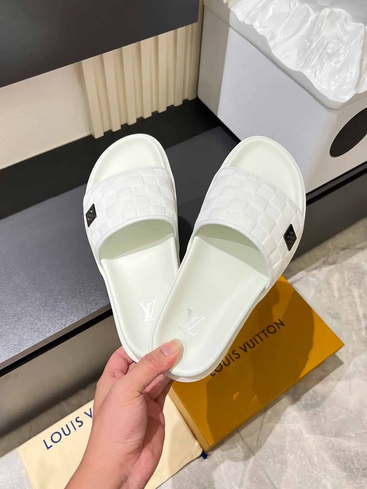 Louis Vuitton Slide Quilted Strap Slippers 11