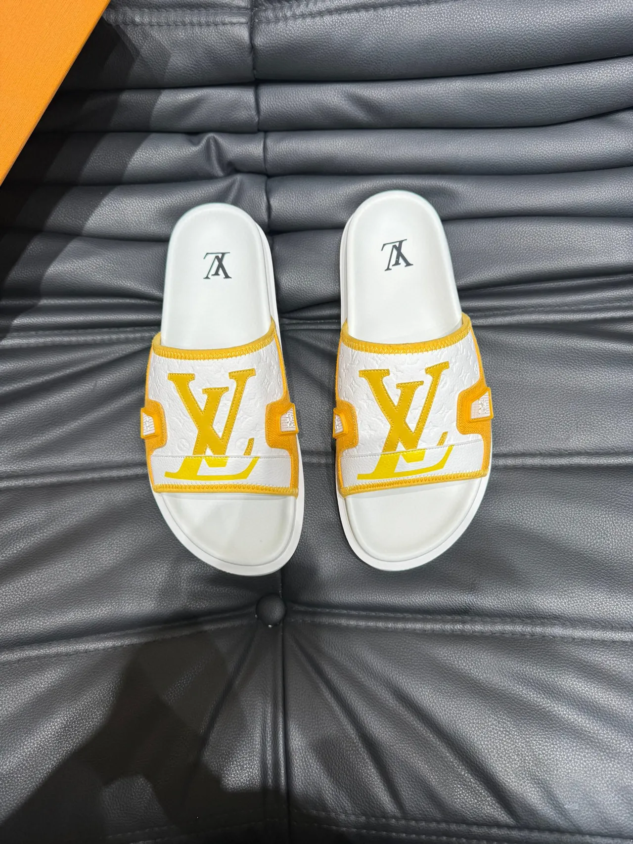 Louis Vuitton Slide Sandal White and Mustard Yellow Slippers 2