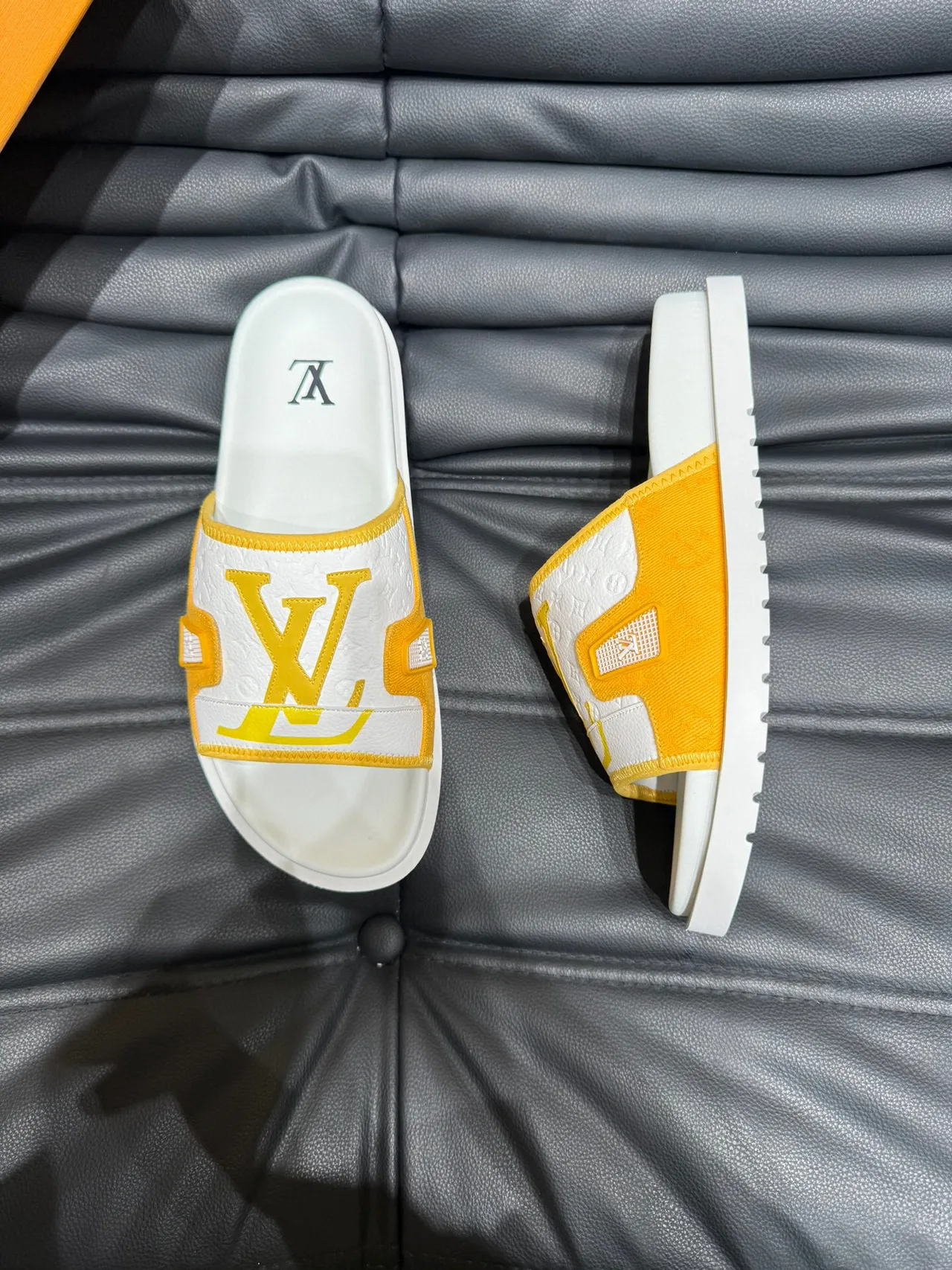 Louis Vuitton Slide Sandal White and Mustard Yellow Slippers 3