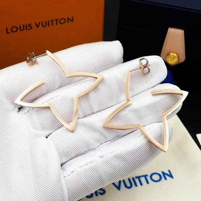 Louis Vuitton Star Gold Outline Hollow Geometric Earrings 6