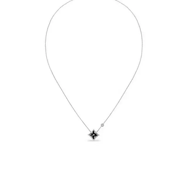 Louis Vuitton Star Pendant Gold Black Enamel-Filled Monogram Necklace 6