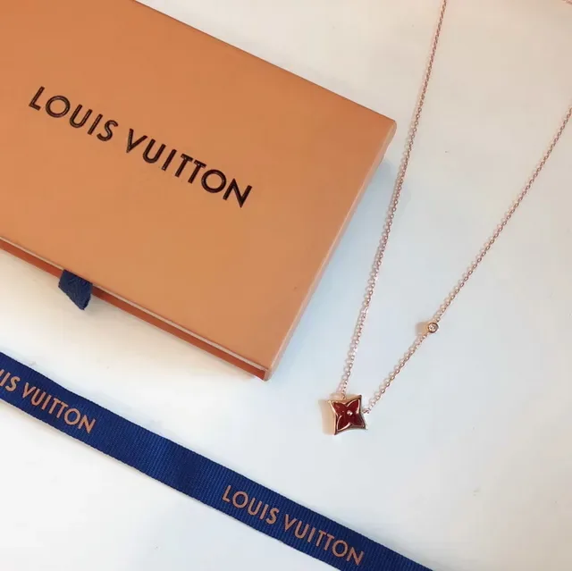 Louis Vuitton Star Pendant Gold Black Enamel-Filled Monogram Necklace 10