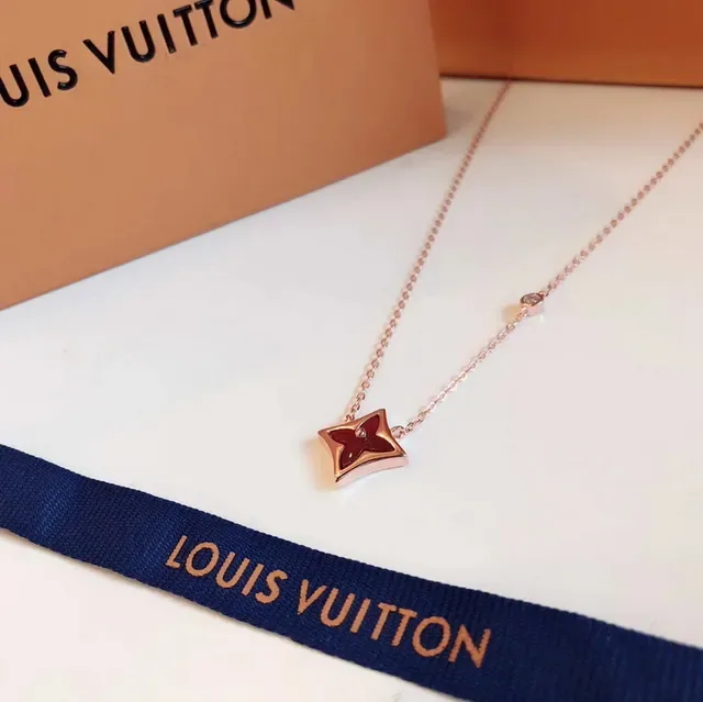 Louis Vuitton Star Pendant Gold Black Enamel-Filled Monogram Necklace 14