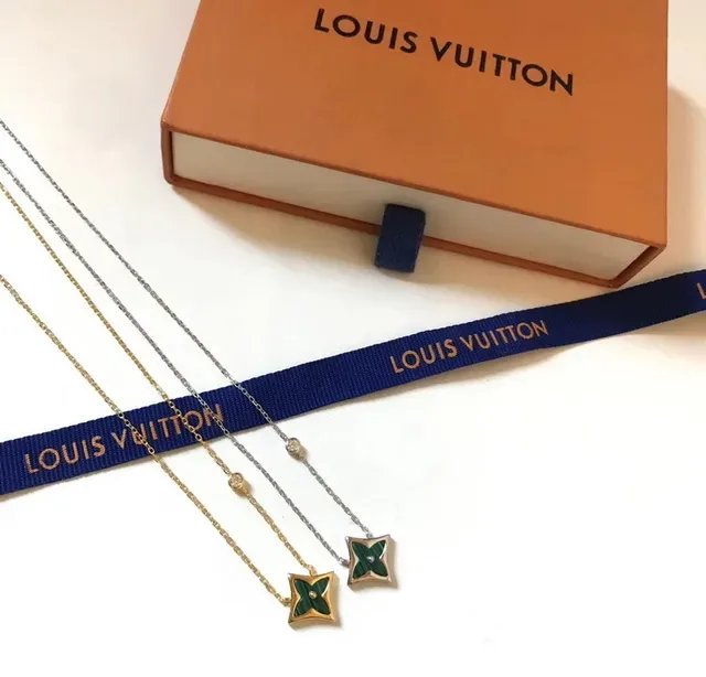 Louis Vuitton Star Pendant Gold Black Enamel-Filled Monogram Necklace 17