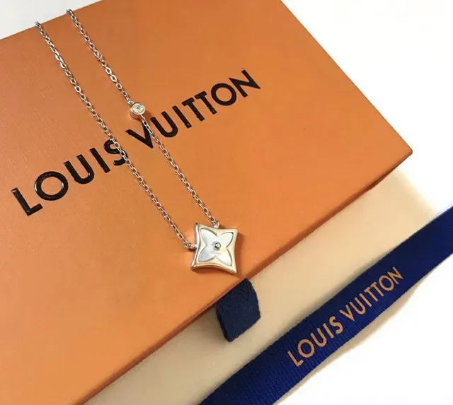 Louis Vuitton Star Pendant Gold Black Enamel-Filled Monogram Necklace 19