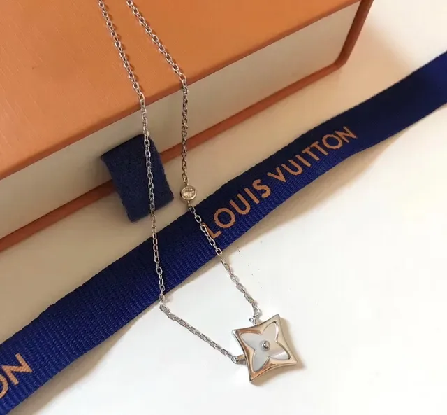 Louis Vuitton Star Pendant Gold Black Enamel-Filled Monogram Necklace 22