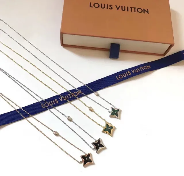 Louis Vuitton Star Pendant Gold Black Enamel-Filled Monogram Necklace 23