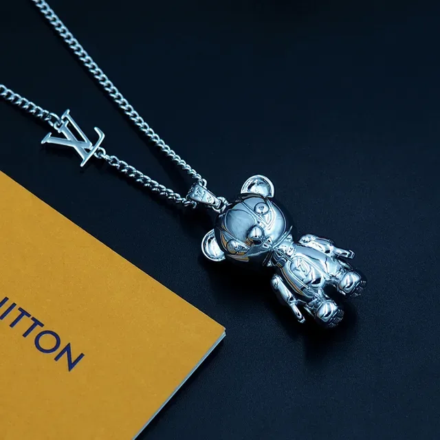 Louis Vuitton Teddy Bear Polished Silver Necklace 2