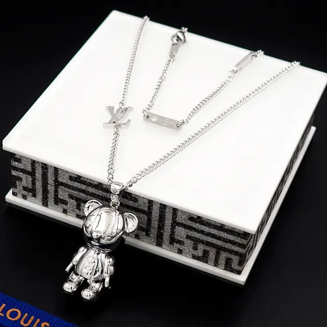 Louis Vuitton Teddy Bear Polished Silver Necklace 3