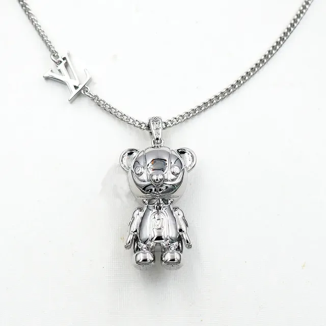Louis Vuitton Teddy Bear Polished Silver Necklace 4