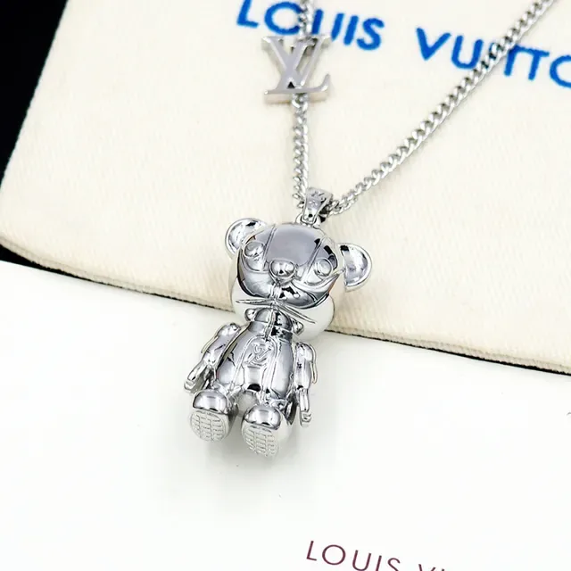 Louis Vuitton Teddy Bear Polished Silver Necklace 6