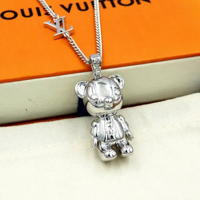 Louis Vuitton Teddy Bear Polished Silver Necklace 9