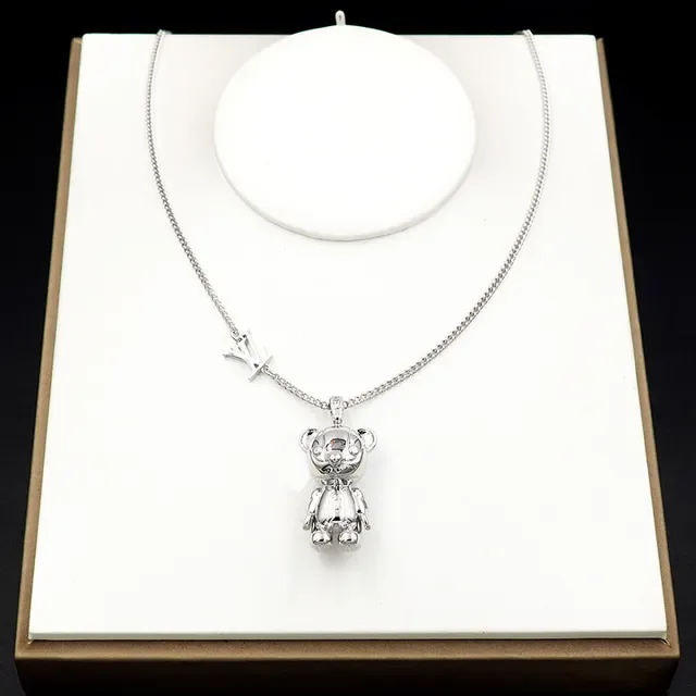 Louis Vuitton Teddy Bear Polished Silver Necklace 12
