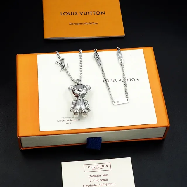 Louis Vuitton Teddy Bear Polished Silver Necklace 13