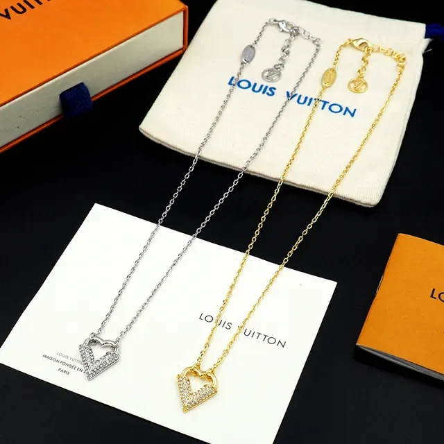 Louis Vuitton V Heart Pavé Crystal Gold-Tone Necklace 3