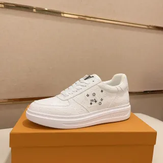 Louis Vuitton White Black Embossed Monogram Leather Decorative Stud Accents Lifestyle Sneakers