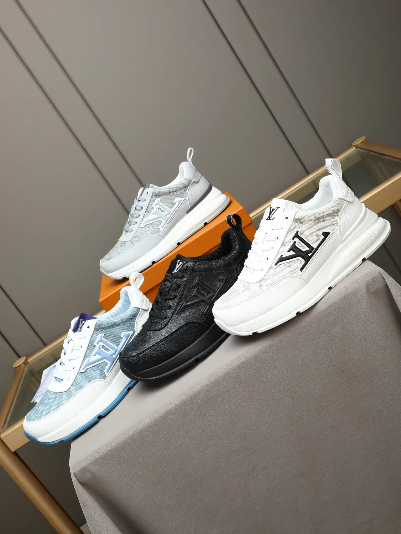 Louis Vuitton White Black Monogrammed Textile Upper Chunky Platform Sole Lifestyle Sneakers 2