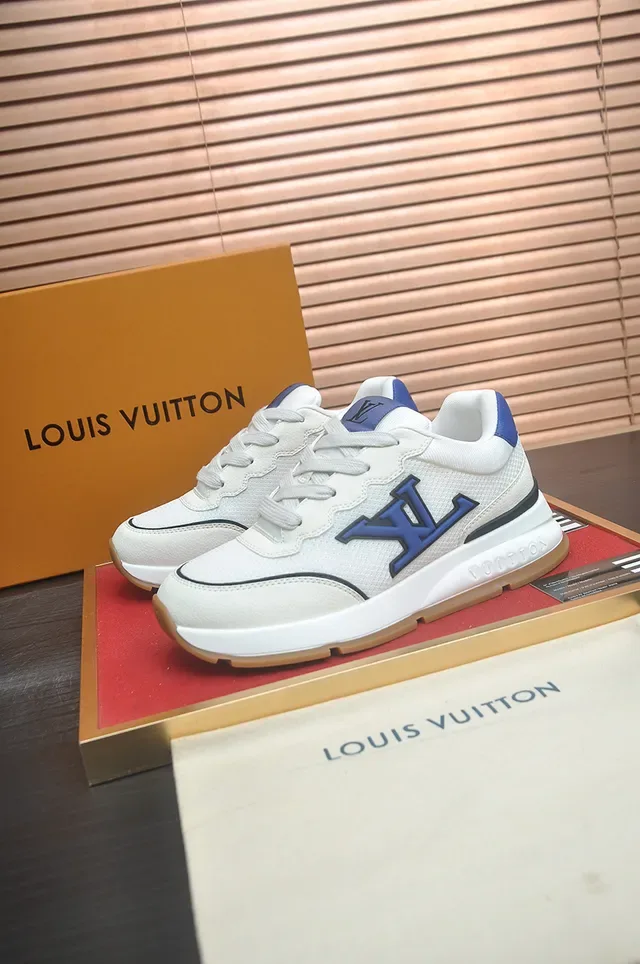 Louis Vuitton White Blue Chunky Platform Sole Mesh And Synthetic Upper Lifestyle Sneakers 4