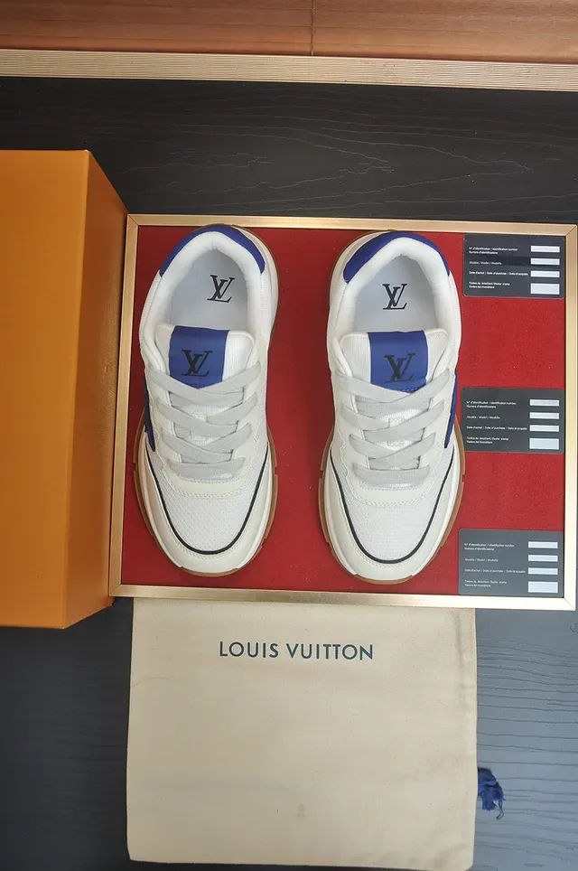 Louis Vuitton White Blue Chunky Platform Sole Mesh And Synthetic Upper Lifestyle Sneakers 5