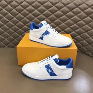 Louis Vuitton White Blue Low-Top Perforated Toe Lifestyle Sneakers