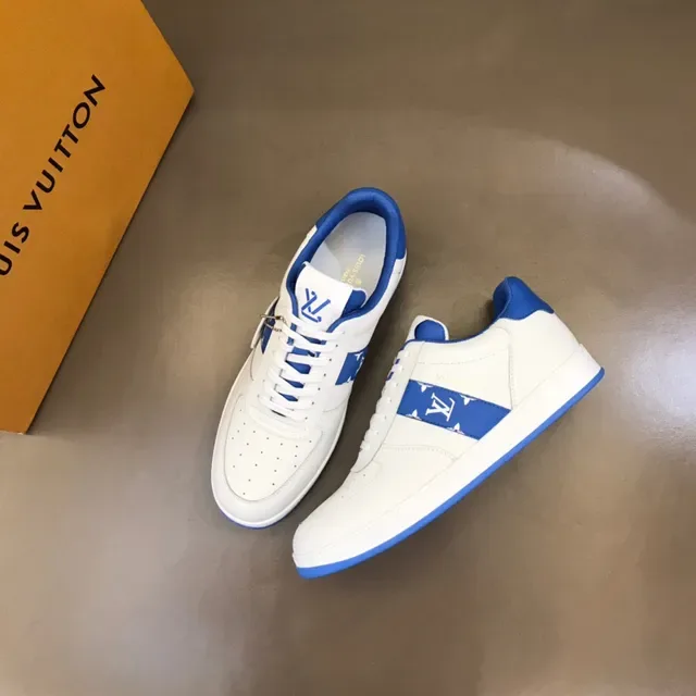 Louis Vuitton সাদা নীল লো টপ পেরফোরেটেড টো লাইফস্টাইল স্নিকার 8