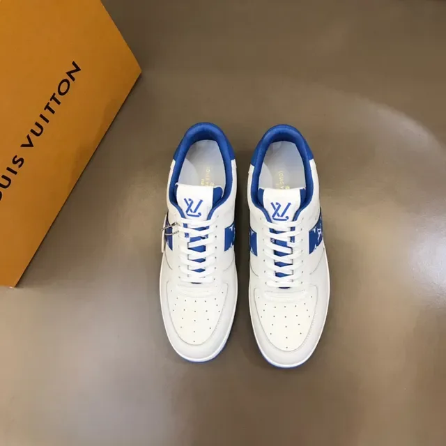 Louis Vuitton সাদা নীল লো টপ পেরফোরেটেড টো লাইফস্টাইল স্নিকার 9