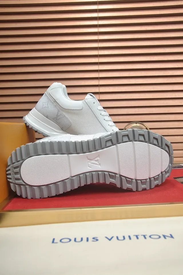 Louis Vuitton White Gray Monogrammed Textile Upper Leather Overlays Lifestyle Sneakers 3