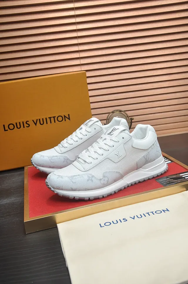 Louis Vuitton White Gray Monogrammed Textile Upper Leather Overlays Lifestyle Sneakers 4