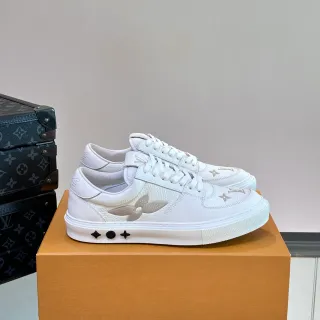 Louis Vuitton White Silver Leather Embossed Monogram Lifestyle Sneakers