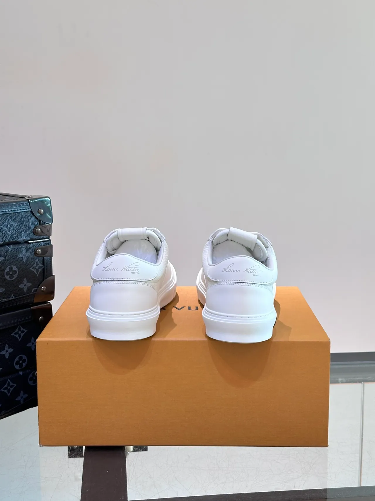 Louis Vuitton White Silver Leather Embossed Monogram Lifestyle Sneakers 3