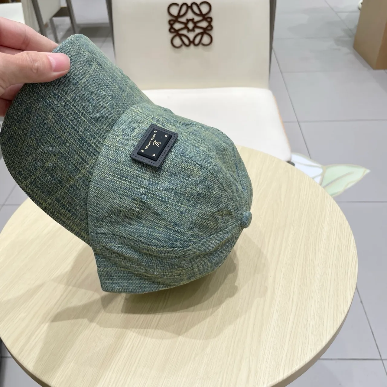 Louis Vuitton casquette de baseball verte tissée 4