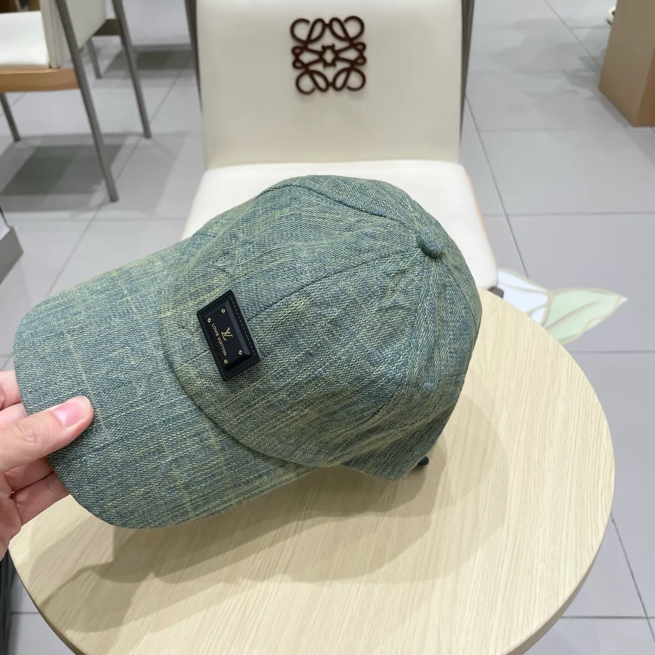 Louis Vuitton casquette de baseball verte tissée 5