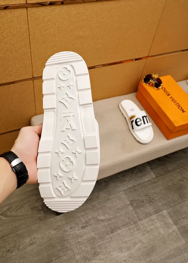 Louis Vuitton x Supreme White Monogram Slide Slippers 9