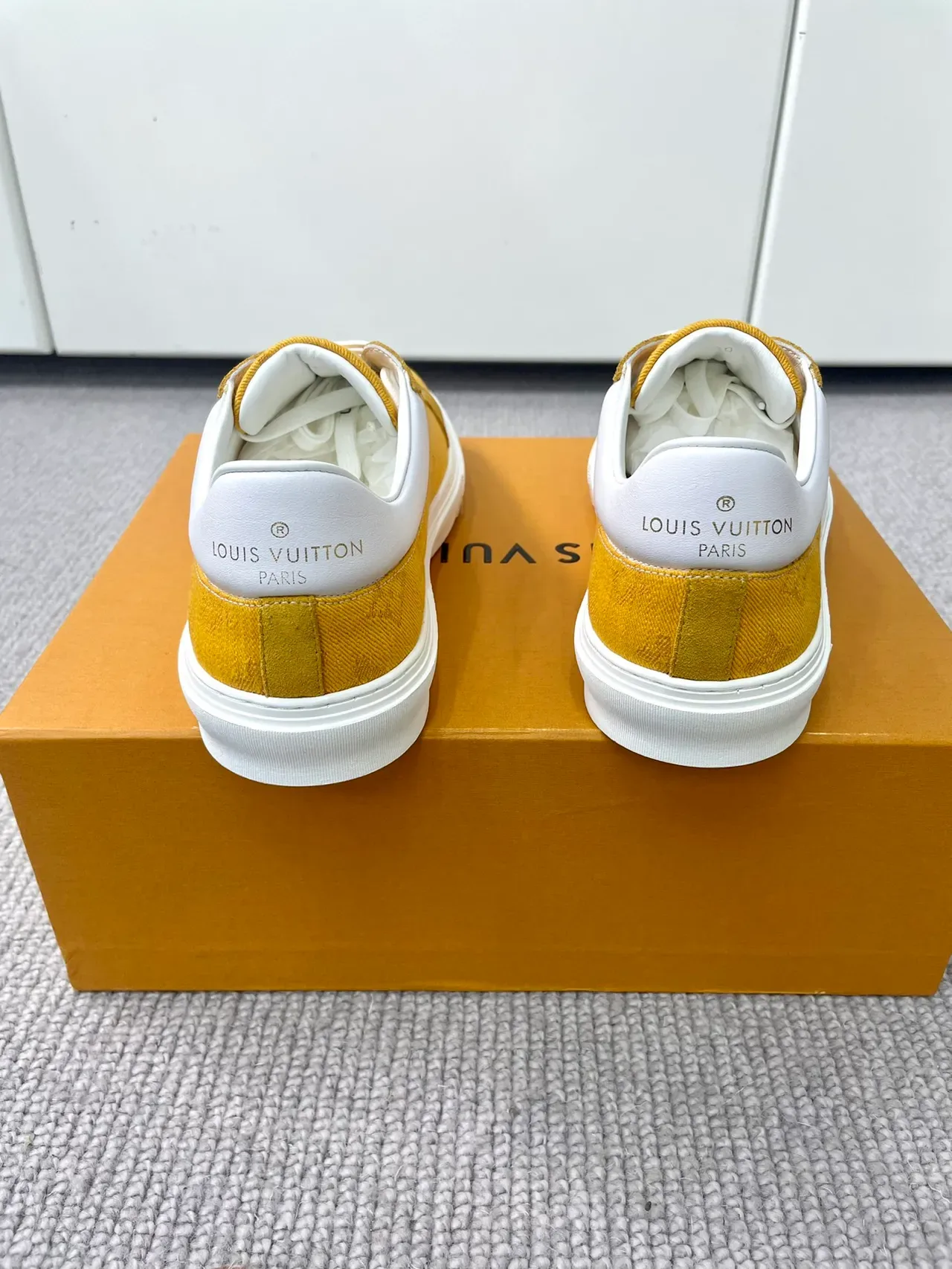 Louis Vuitton Yellow White Monogrammed Canvas Low-Top Lifestyle Sneakers 3