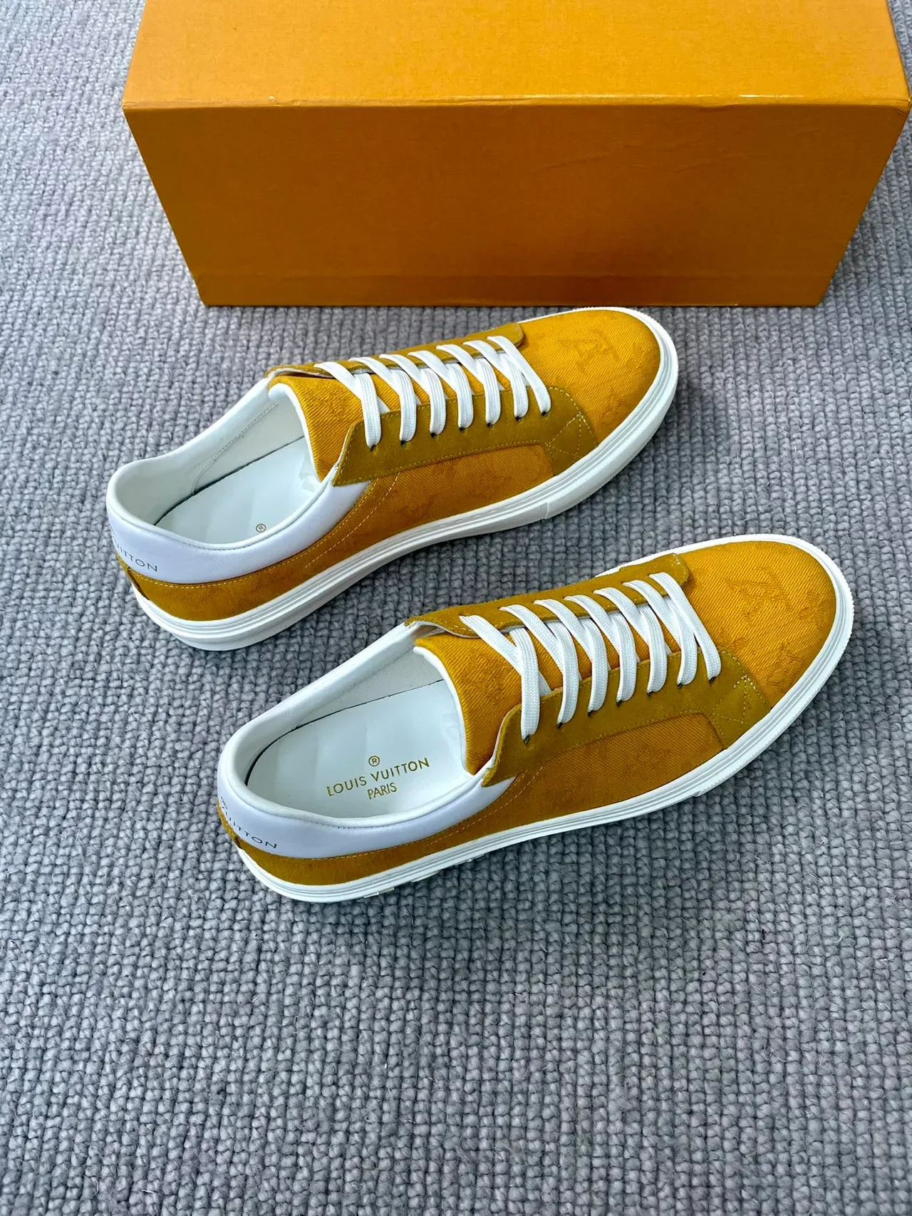 Louis Vuitton Yellow White Monogrammed Canvas Low-Top Lifestyle Sneakers 4