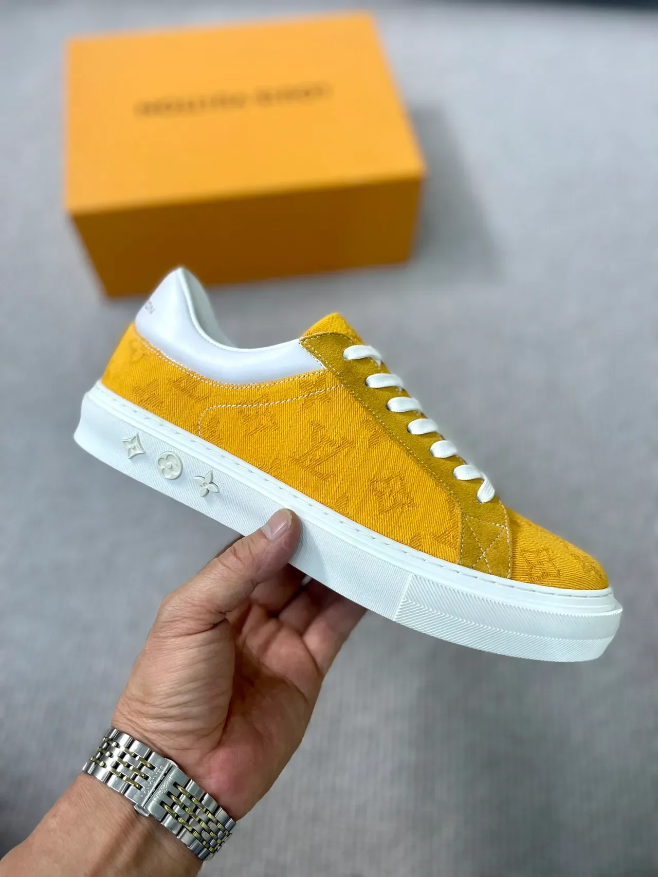 Louis Vuitton Yellow White Monogrammed Canvas Low-Top Lifestyle Sneakers 5